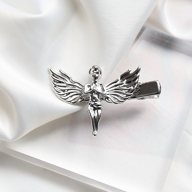 Temperament Metal Hairpin Female Gold And Silver Little Angel Side Clip With Bangs Hairpin