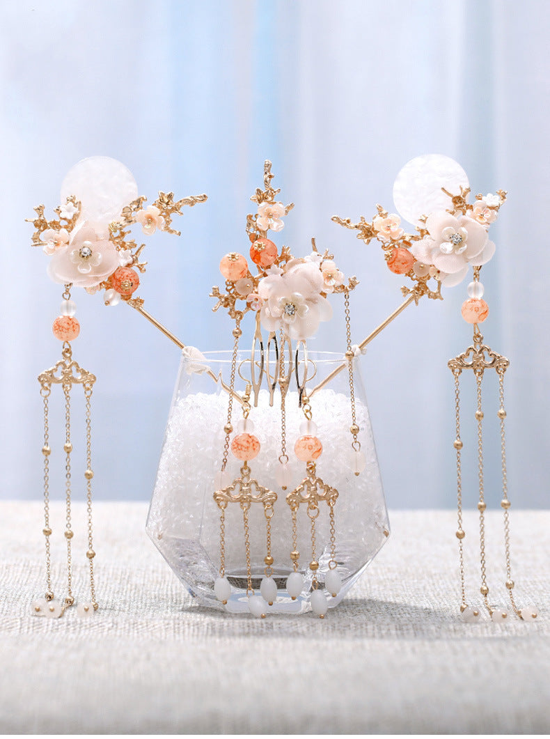 FORSEVEN Chinese Hanfu Dress Hairpins Clips Butterfly Flower