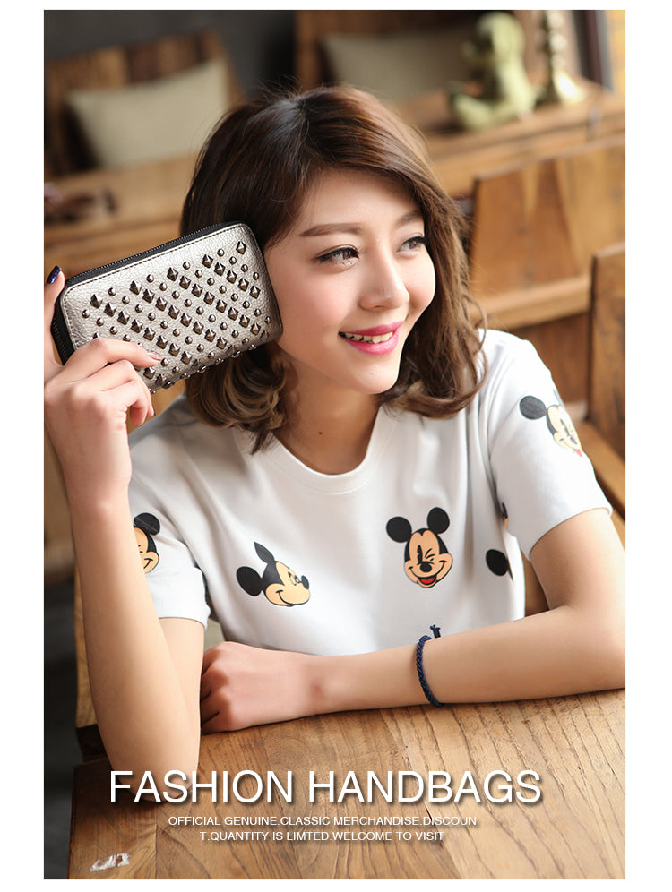 Version Of The New Punk Rivet Long Wallet Fashion Simple Clutch Large Capacity Multi-Card Pocket Wallet