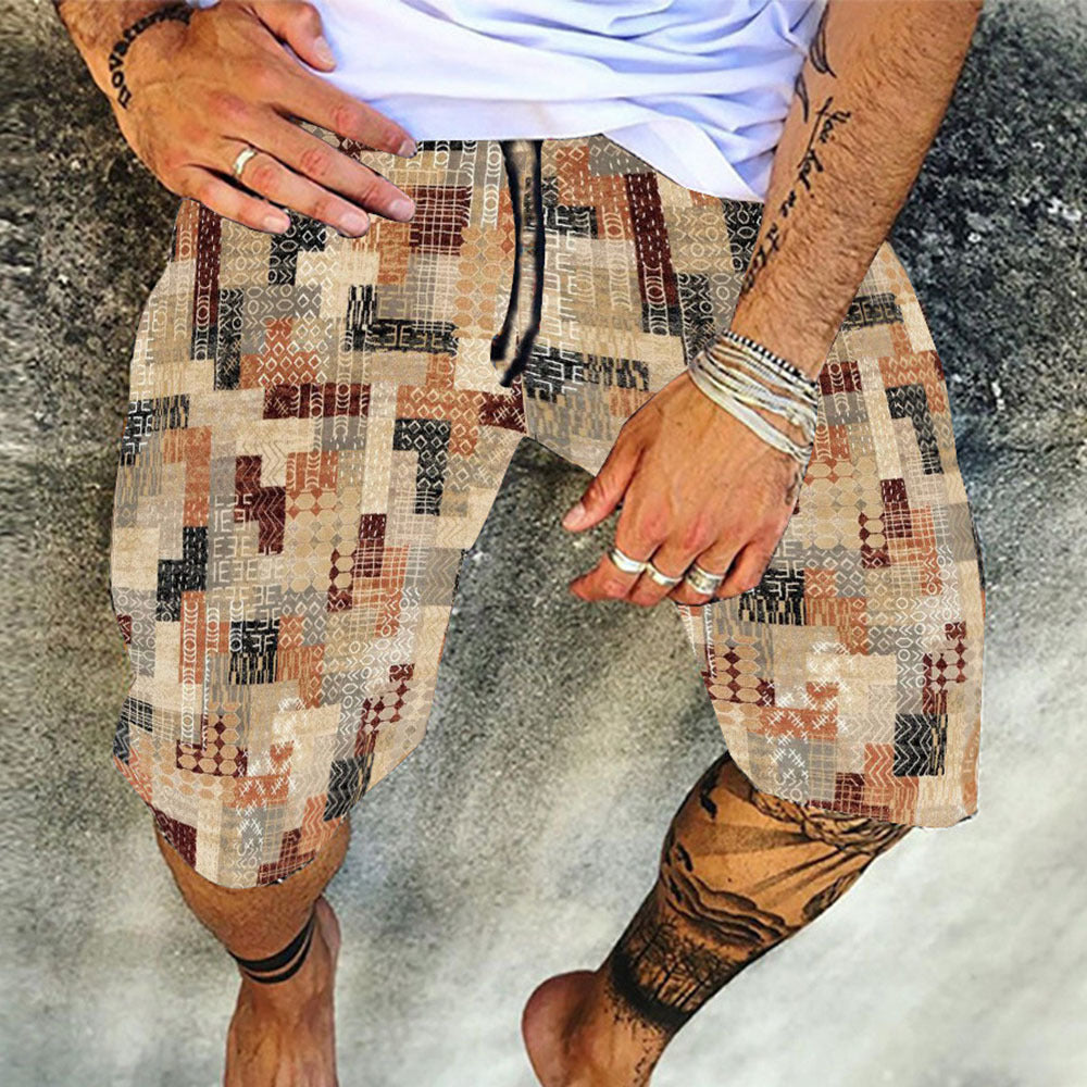 Retro Printed Summer Loose Casual Shorts Sports Five Point Pants Beach Pants