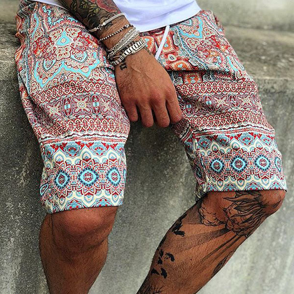 Retro Printed Summer Loose Casual Shorts Sports Five Point Pants Beach Pants