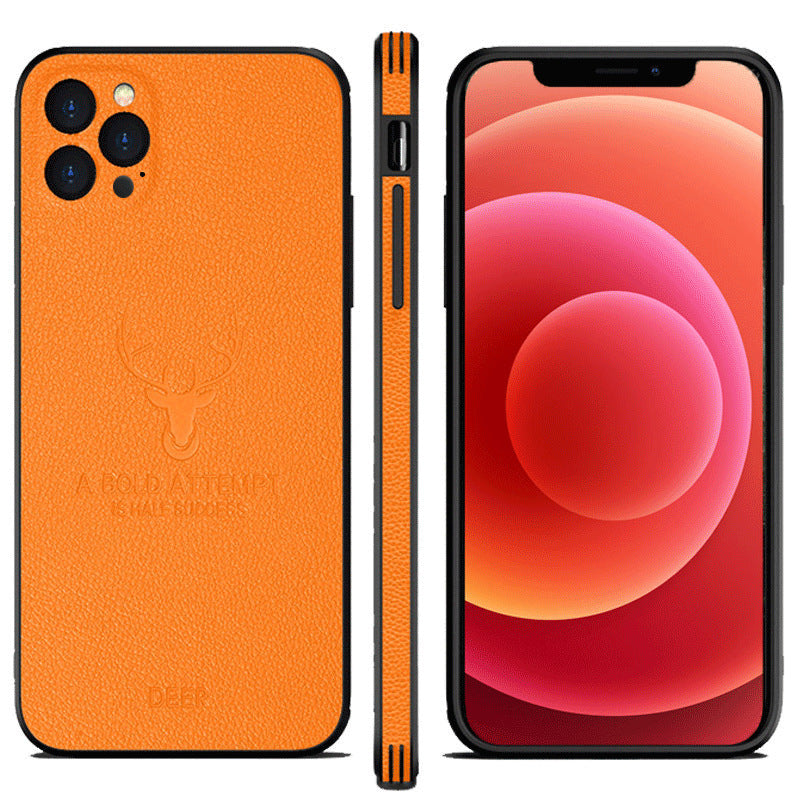 Compatible with Apple , Leather-Grain Anti-Drop Full-Cover Lens Protective Cover