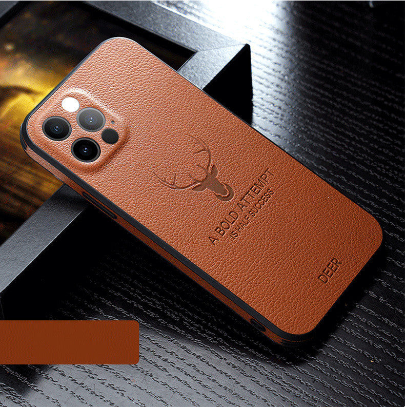 Compatible with Apple , Leather-Grain Anti-Drop Full-Cover Lens Protective Cover
