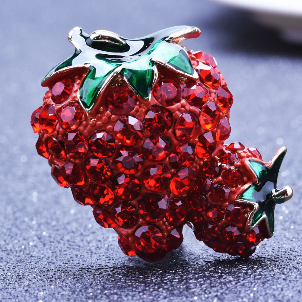 Versatile Strawberry Brooch with Diamond