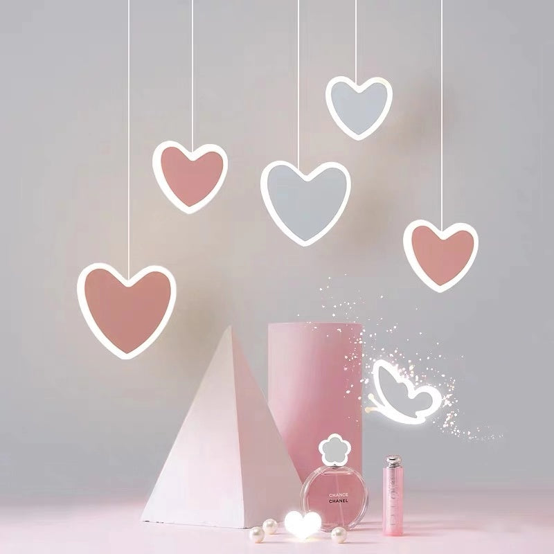 Creative Heart-Shaped Butterfly Flower Children's Room Ceiling Lamp Chandelier Bedroom Lamps