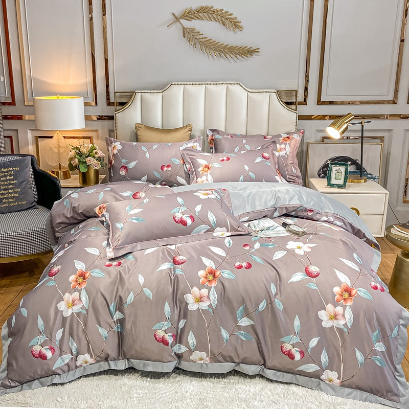 Sky Silk Washed Silk Printed Four Piece Set Spring Summer Ice Silky Silky Bedding Gift