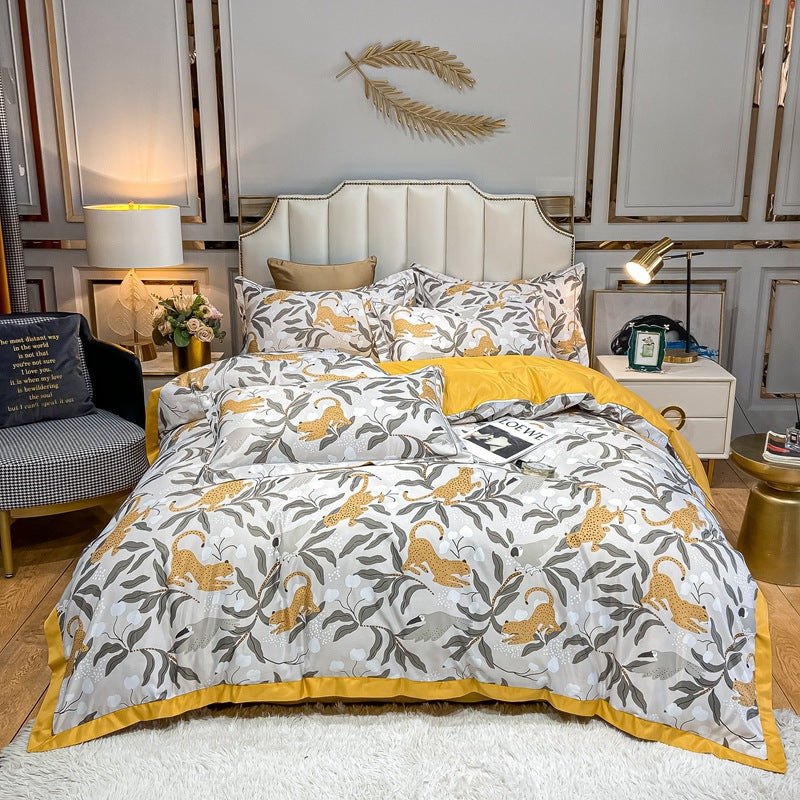 Sky Silk Washed Silk Printed Four Piece Set Spring Summer Ice Silky Silky Bedding Gift