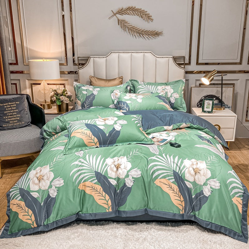 Sky Silk Washed Silk Printed Four Piece Set Spring Summer Ice Silky Silky Bedding Gift