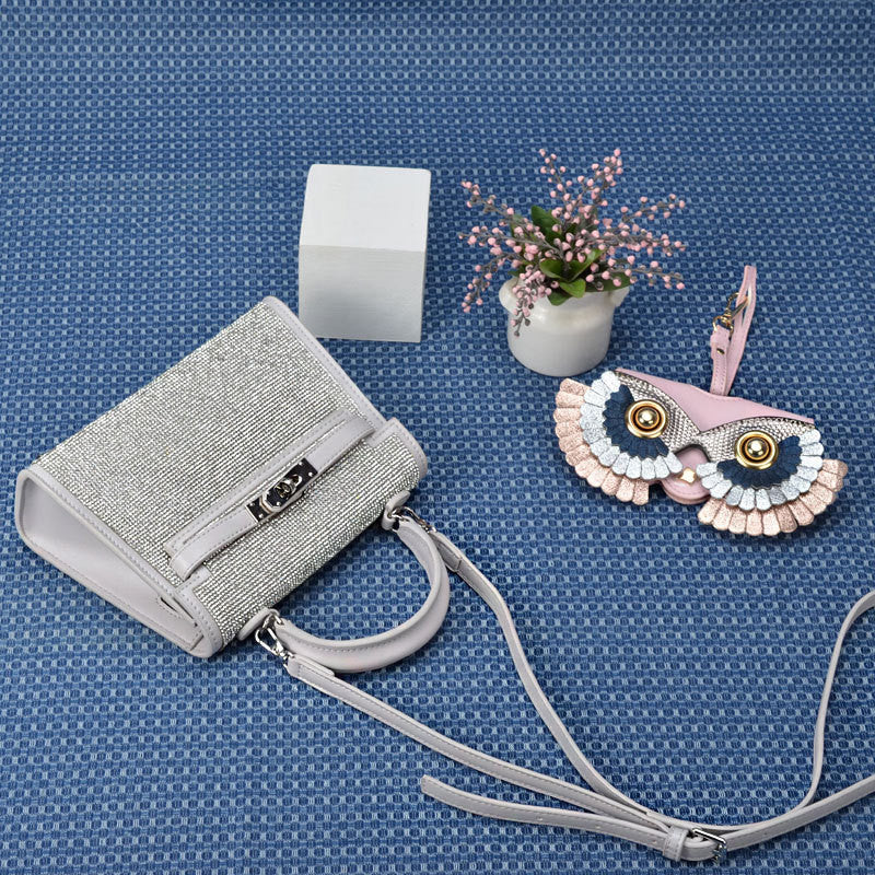 Rhinestone Shoulder Messenger Handbag Retro Lock Platinum Bag