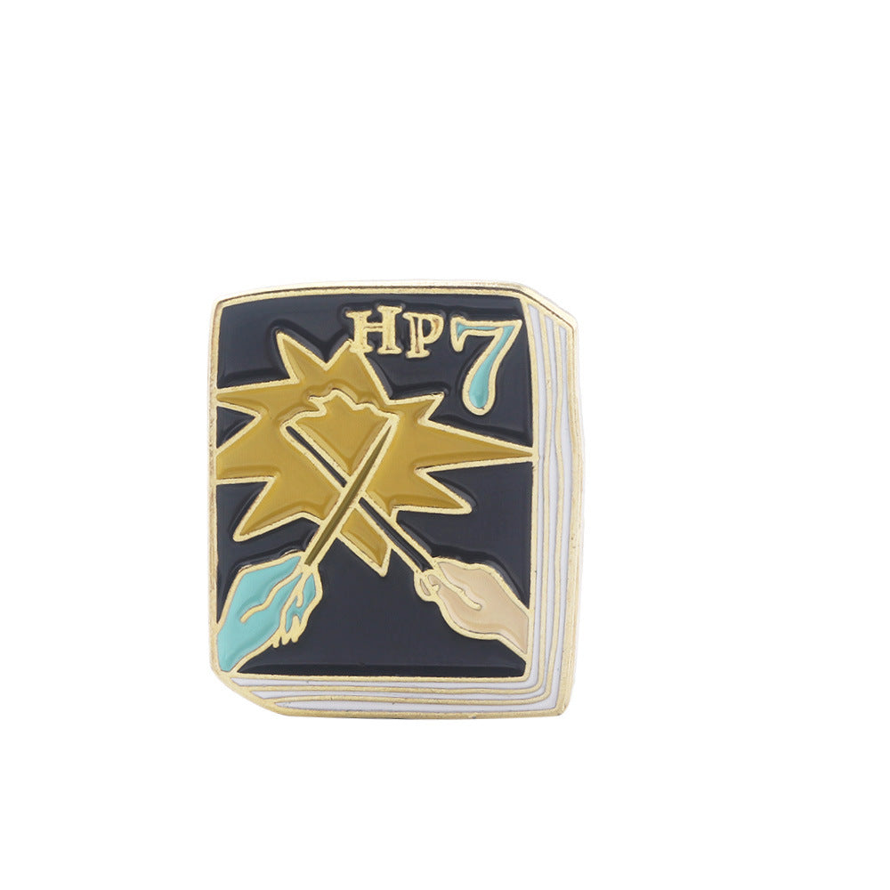 Harried Wizard Student Enamel Pin Brooches Potters 1-7 Books Micro Chapter Badge Metal Brooch Badge Collar Jewelry