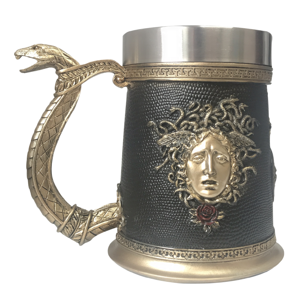 German Beer Mug Greek Myth Meidusa Mug Stainless Steel Beer Mug Medusa Snake Hair Beauty