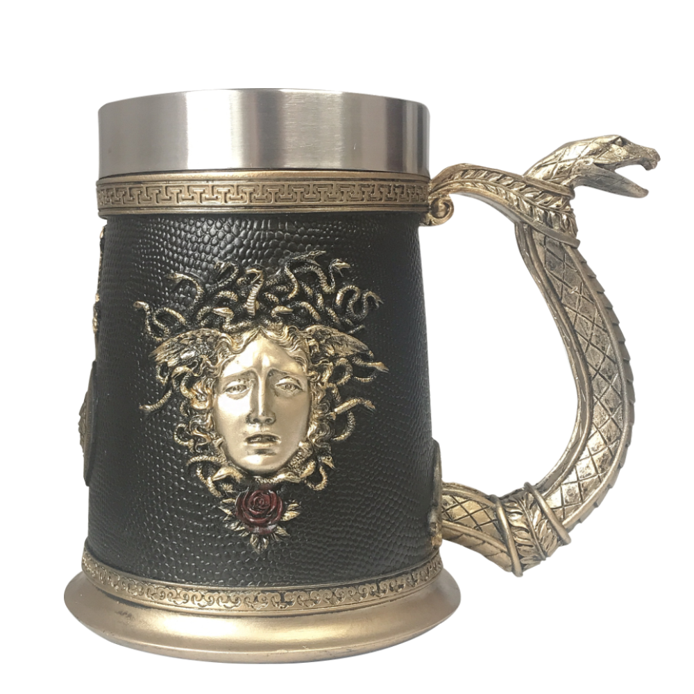 German Beer Mug Greek Myth Meidusa Mug Stainless Steel Beer Mug Medusa Snake Hair Beauty