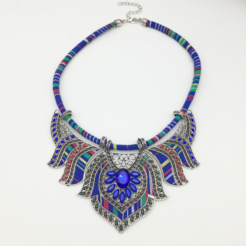 Bohemian Ethnic Style Exaggerated Necklace, Color Alloy Diamond Necklace Female Jewelry