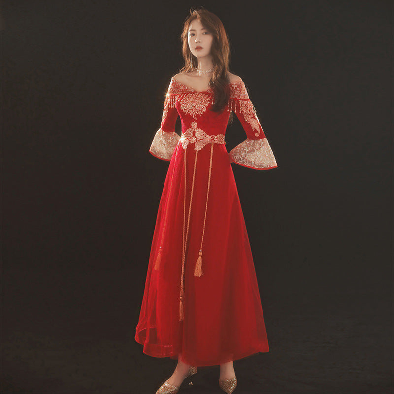 Thin One-Shoulder Chinese Style Chinese Style Plus Size Dress