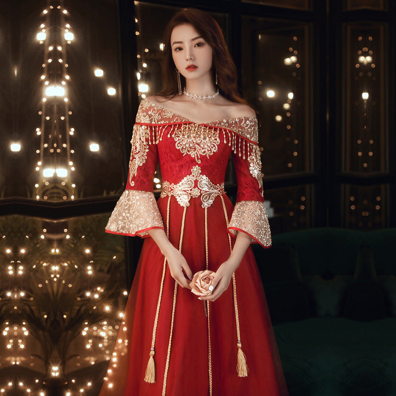 Thin One-Shoulder Chinese Style Chinese Style Plus Size Dress