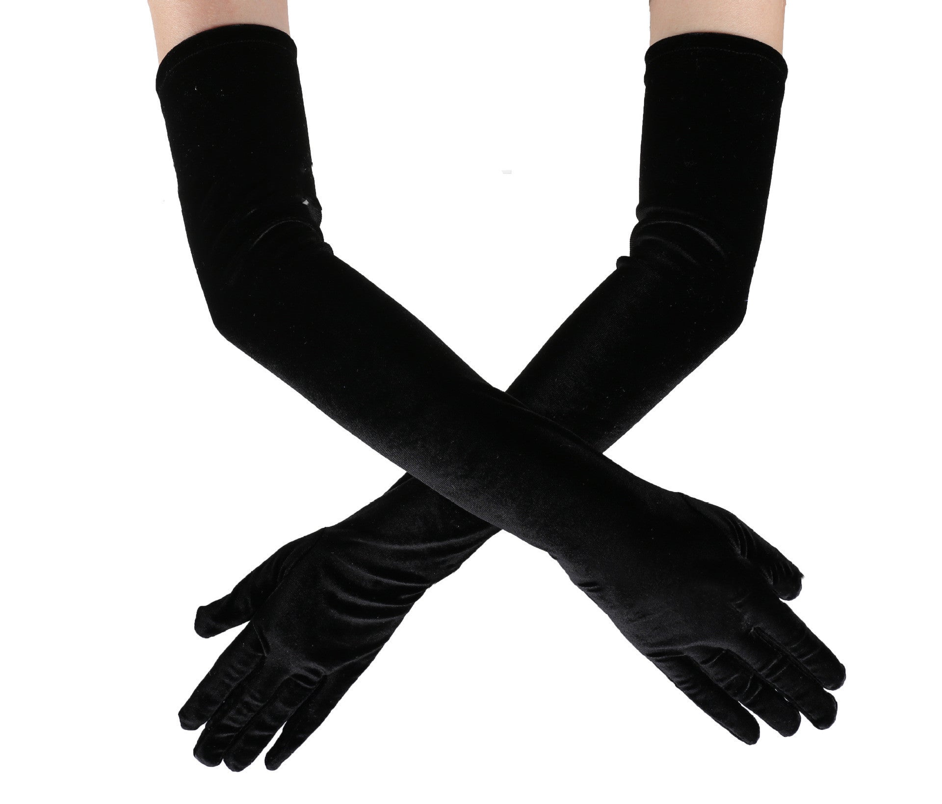 Black Velvet Long Warm Velvet Gloves