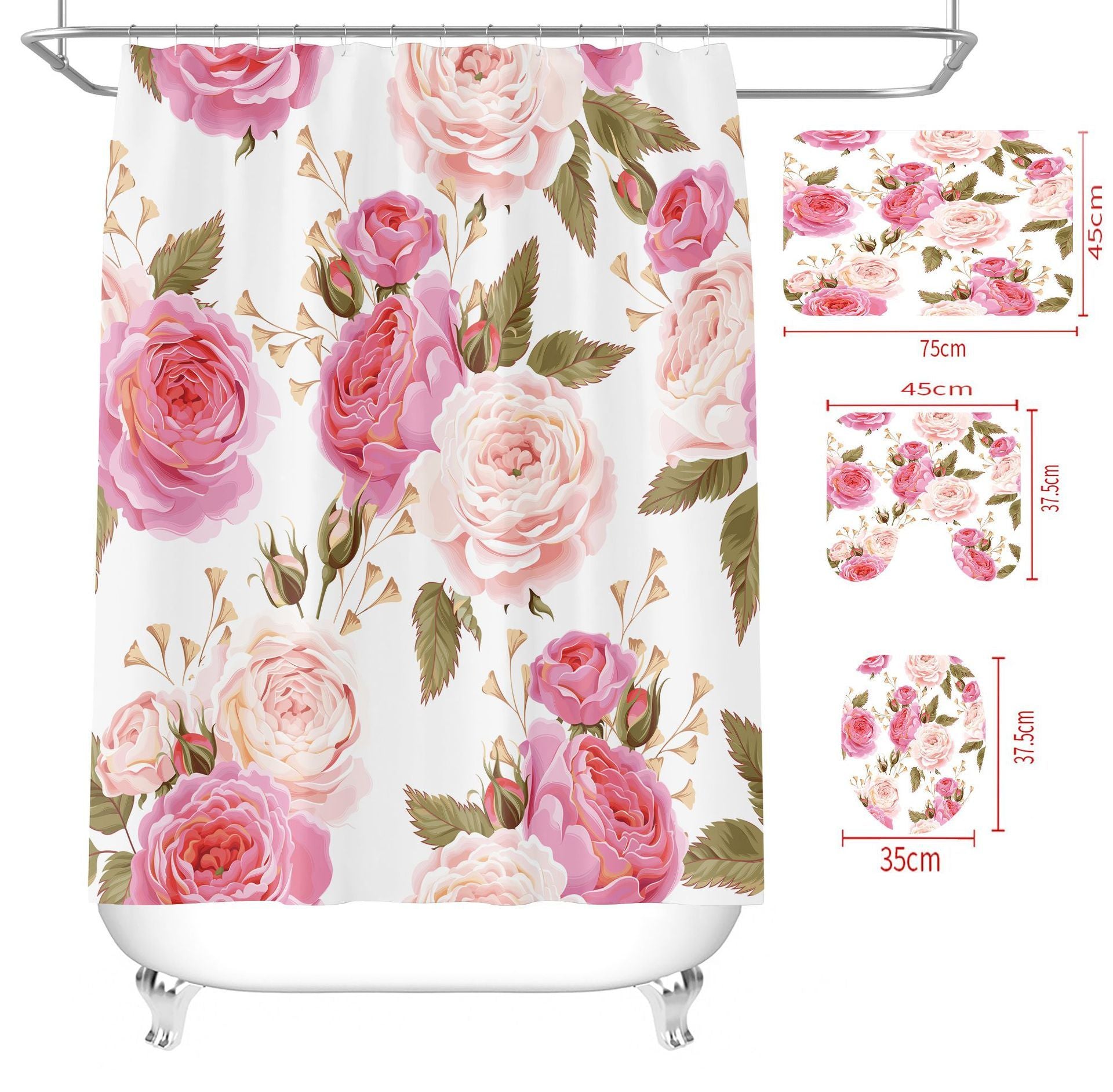 Floral Printed Waterproof Polyester Shower Curtain