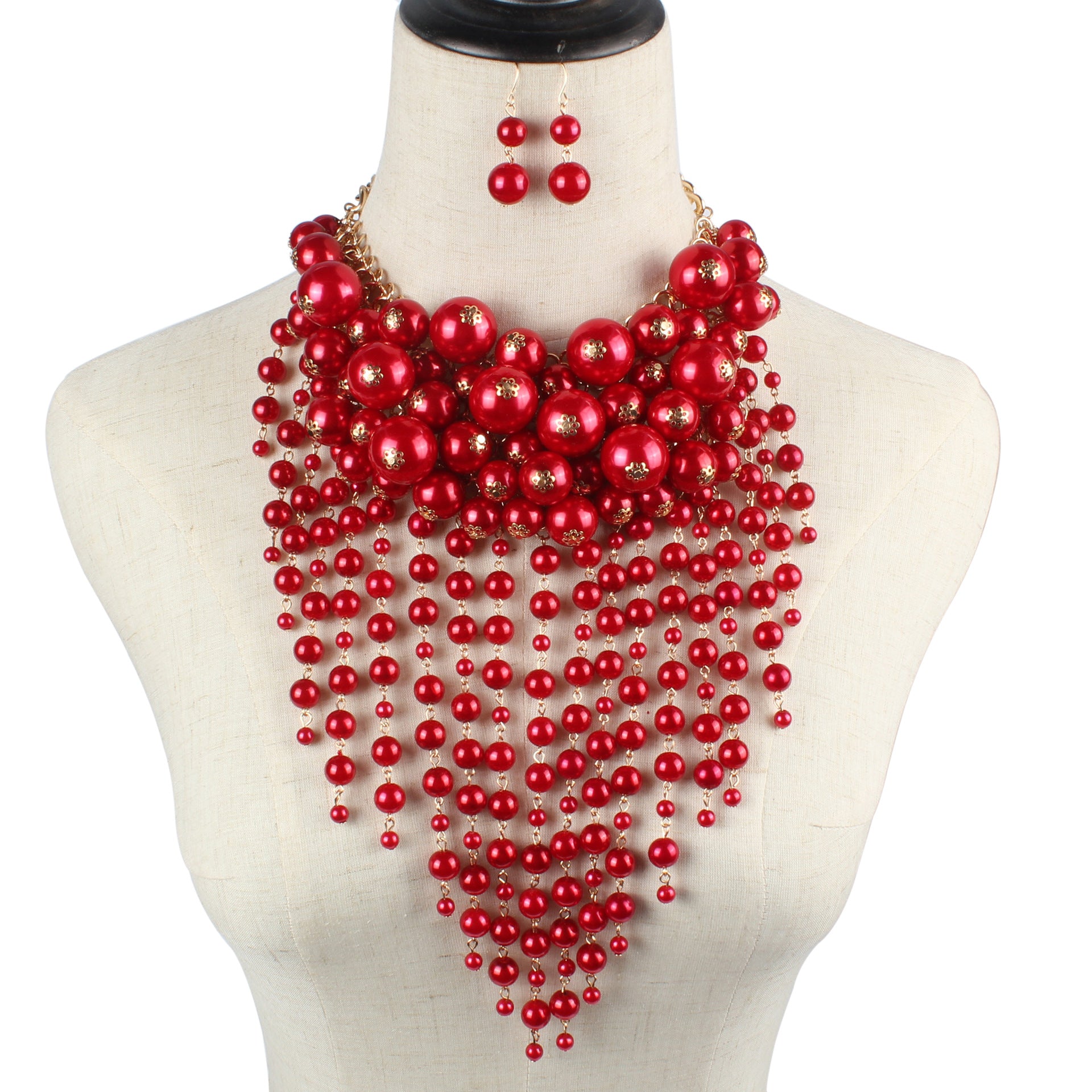 Multilayer Clothing Imitation Pearl Tassel, Exaggerated Jewelry Necklace