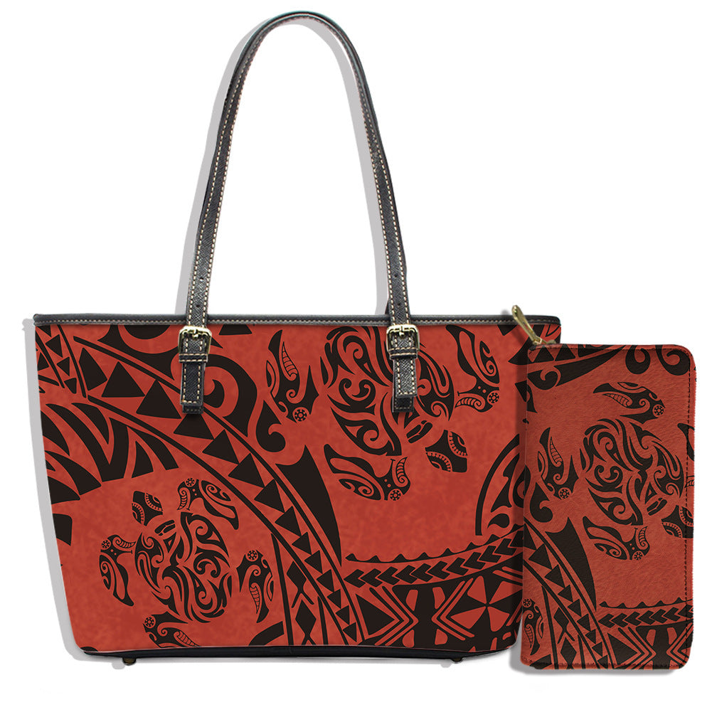 Polynesian Style Turtle Print Shoulder Bag Clutch Bag Wallet Large Satchel to Customize a Picture