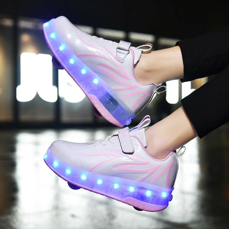 Foreign Trade Skating Shoes Wholesale And Wholesale On Behalf Of Men, Women And Children Adult Blast Walking Shoes Single Wheel Led Colorful Lights Manufacturers