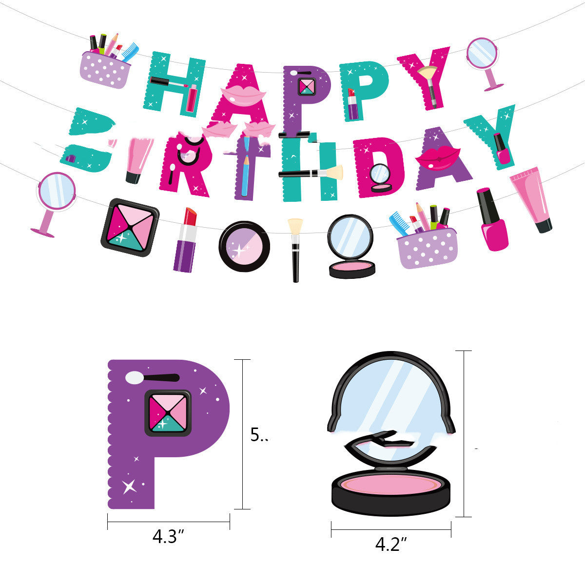 Makeup Birthday Party Balloons Decorations Banner Girl Baby Shower Decoration