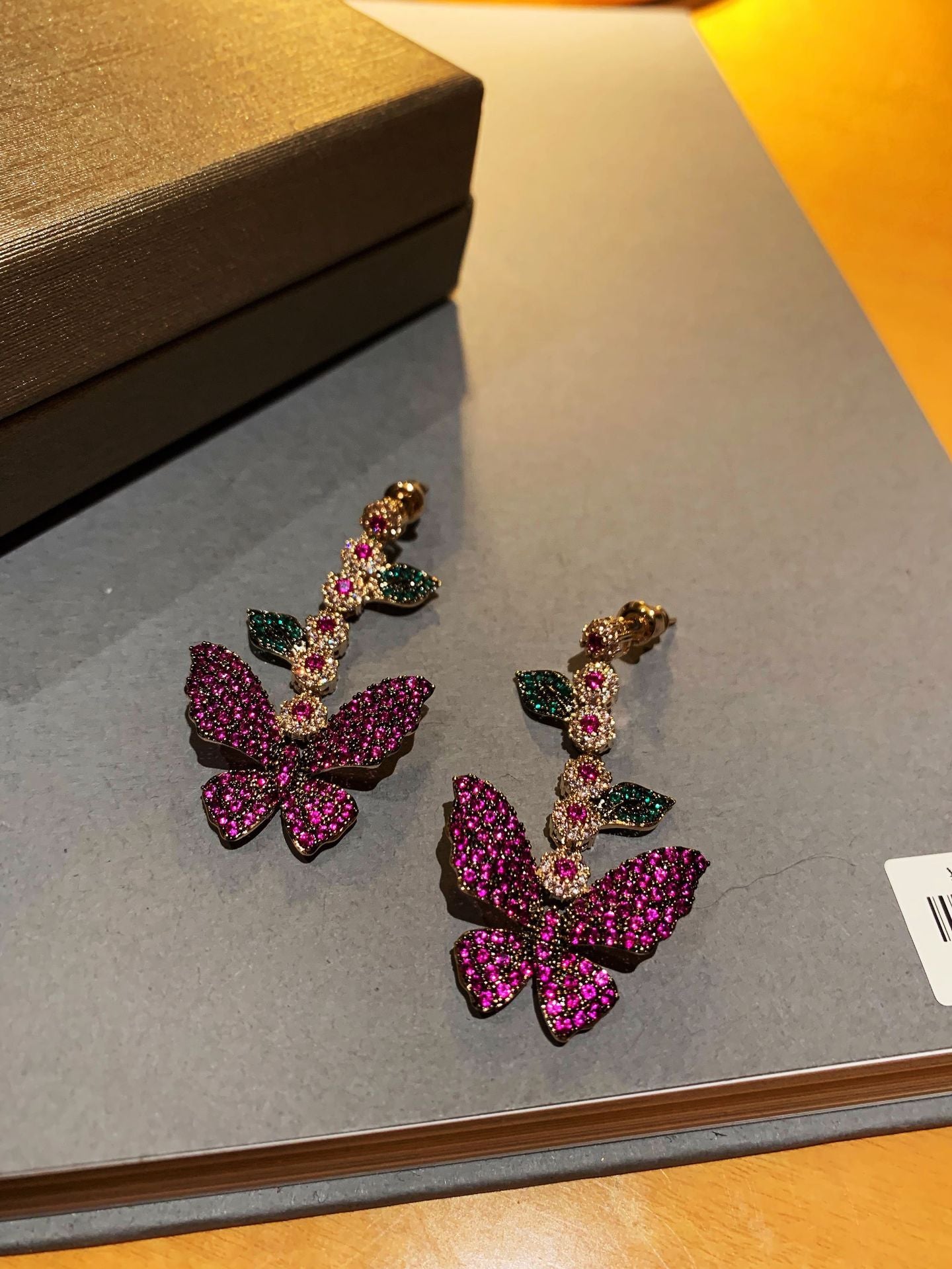 Foreign Trade Original Order B Jia Caibao Butterfly Earrings European And American Brand Custom Micro-Inlaid S925 White Fungus Earrings Wholesale On Behalf Of