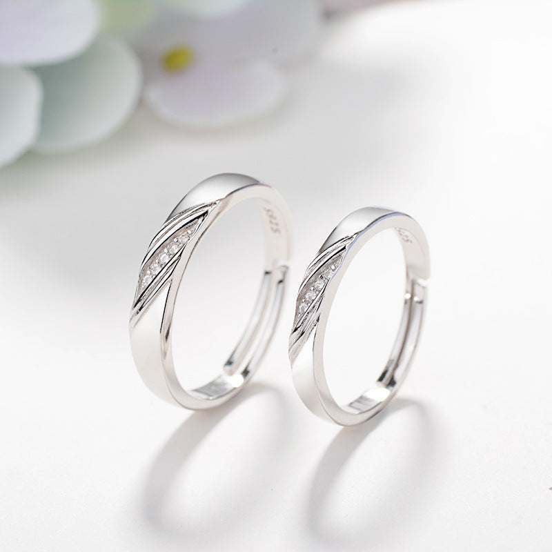 Korean Version Of Simple Couple Ring S925 Sterling Silver Ring Men And Women Couple Ring Valentines Day Birthday Gift