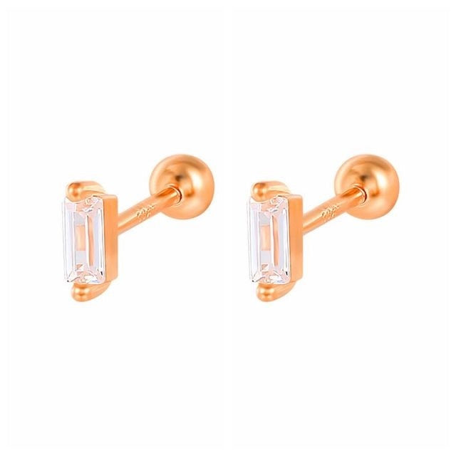 New 1 Pair Real 925 Sterling Silver Stud Earrings For