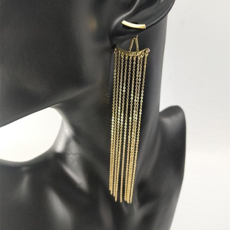 Gold-Plated Long Tassel Earrings