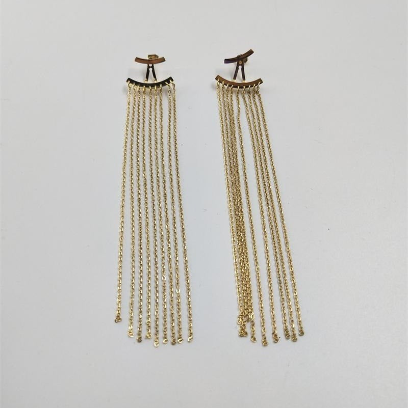 Gold-Plated Long Tassel Earrings
