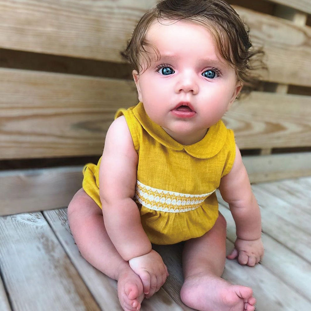 Baby Girl's One-Piece Romper Cotton And Linen Sister And Brother Outfit