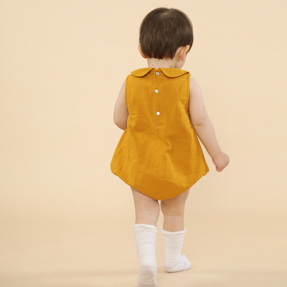 Baby Girl's One-Piece Romper Cotton And Linen Sister And Brother Outfit