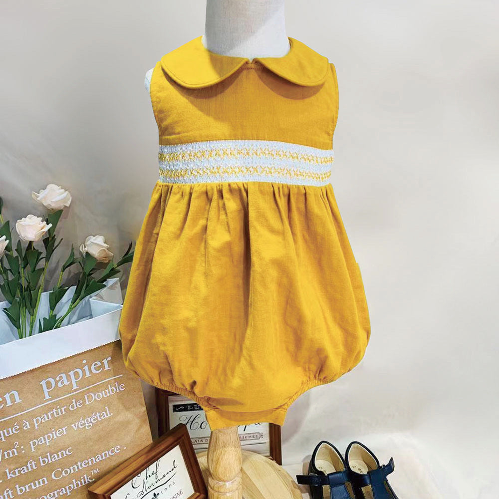Baby Girl's One-Piece Romper Cotton And Linen Sister And Brother Outfit