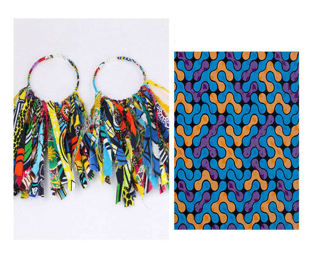 African Tassel Earrings African Ethnic Print Ankara Earrings