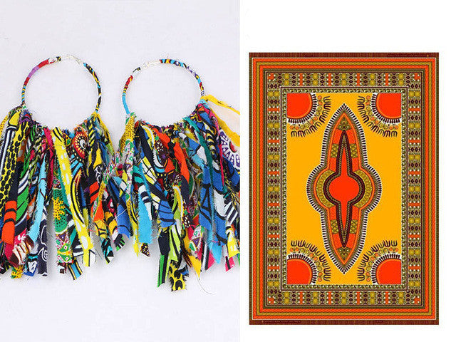 African Tassel Earrings African Ethnic Print Ankara Earrings