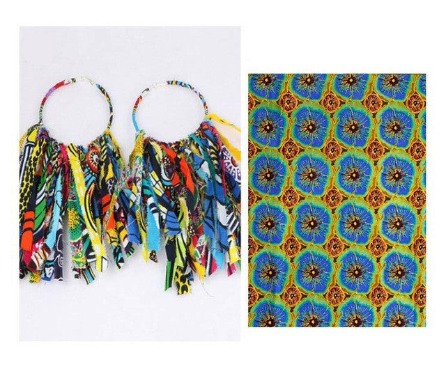 African Tassel Earrings African Ethnic Print Ankara Earrings