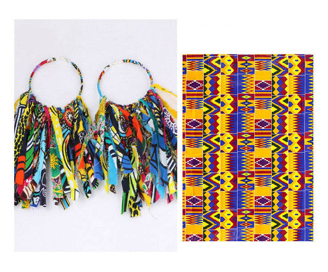 African Tassel Earrings African Ethnic Print Ankara Earrings