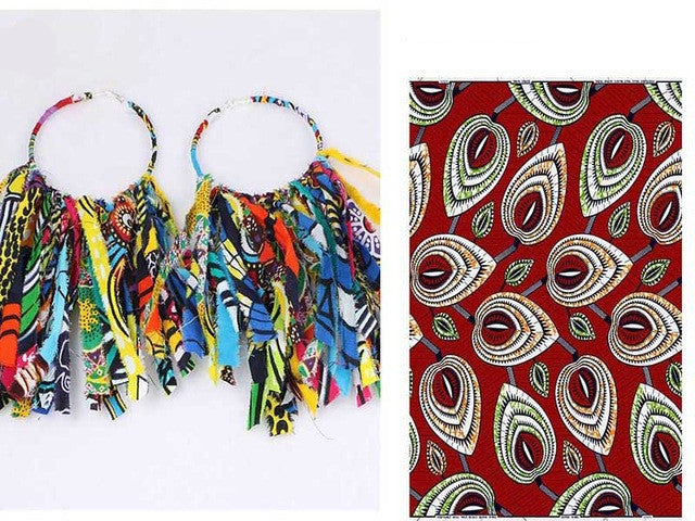 African Tassel Earrings African Ethnic Print Ankara Earrings