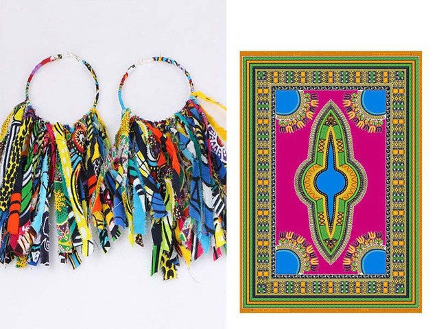 African Tassel Earrings African Ethnic Print Ankara Earrings