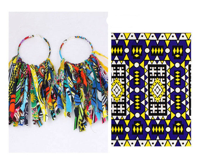 African Tassel Earrings African Ethnic Print Ankara Earrings