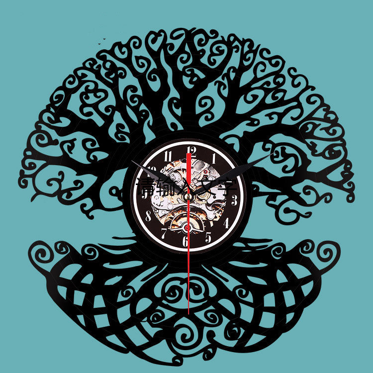 Forest Trees Vinyl Records Wall Clock Plants