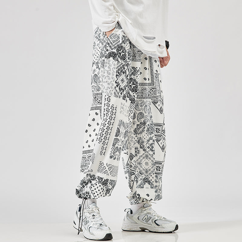 Loose Tooling Plus Size Reflective Drawstring Ankle-Length Trousers