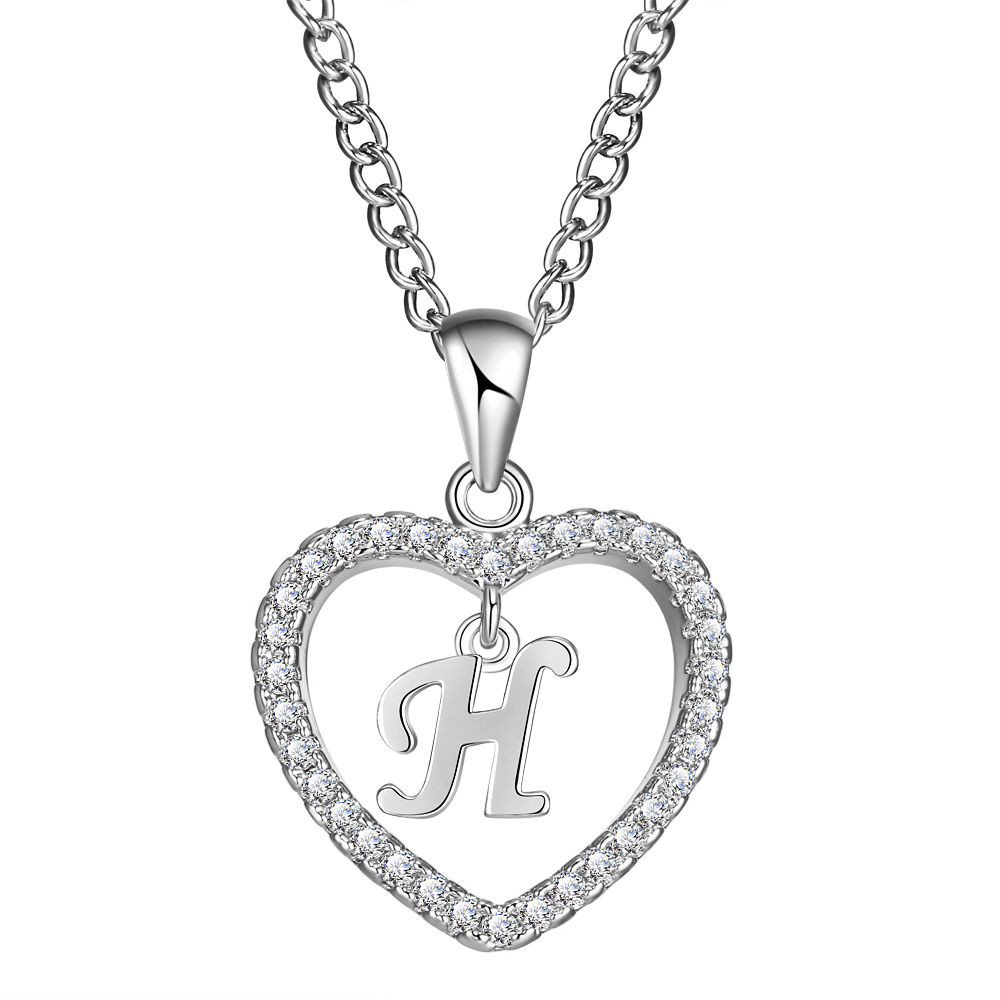 26-Letter Zircon Heart Necklace