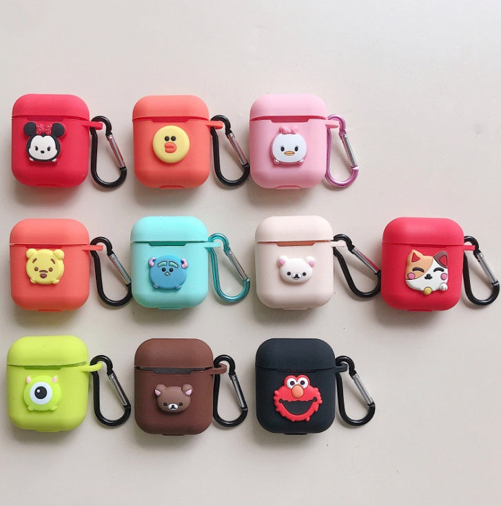 Compatible with Apple, AirPods Protective Jacket Cute Cartoon Silicone Anti-Falling Earphone Jacket Japanese Korean Women''s Key-Clasp Hanging Rope