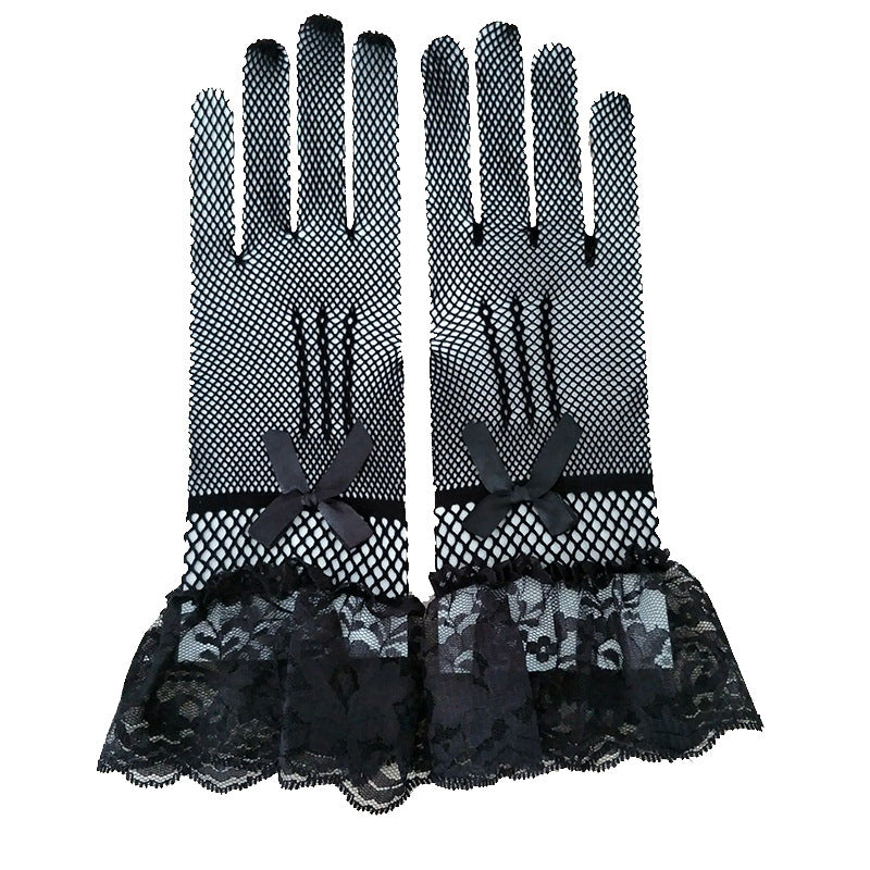 1 Pair Knitted Stretch Mesh Gloves