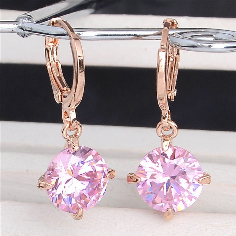 Cute and Pretty 1 Pair Gold Color Cubic Zirconia Elegant Woman Hoop Earrings For Christmas Gift