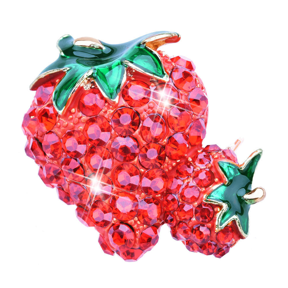 Versatile Strawberry Brooch with Diamond