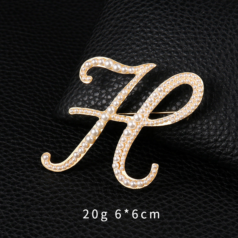 Brooch Customization English Letter Brooch Pearl Pin female