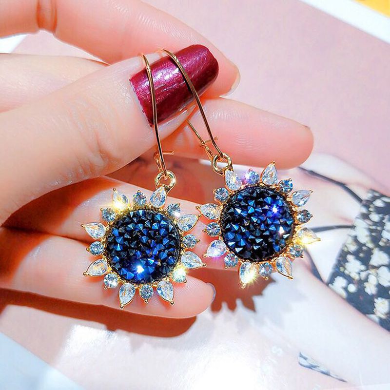 Broken Diamond Sun Flower Earrings