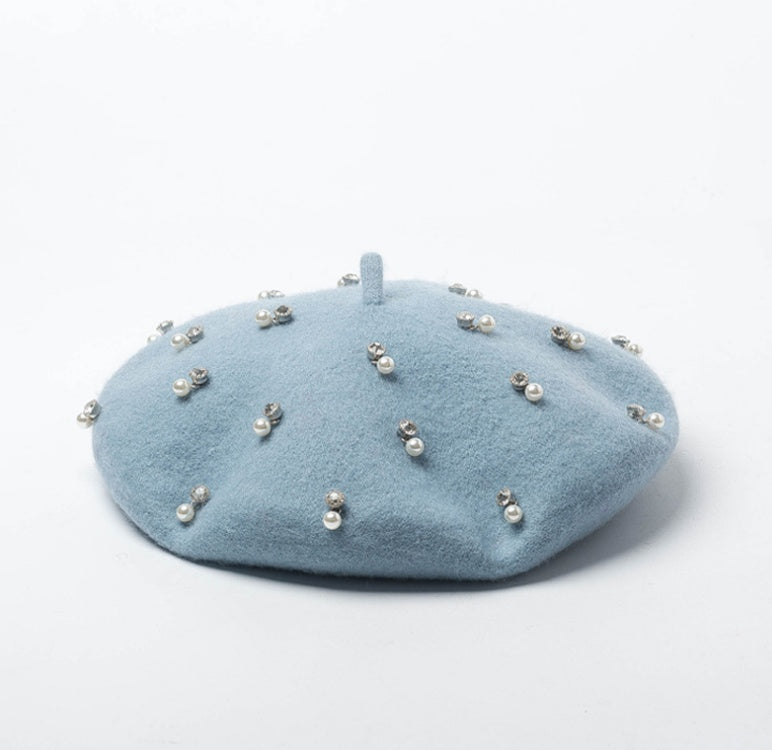 Rhinestone Wool Beret
